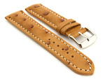 Ostrich Leather Watch Strap EMU Brown 22mm