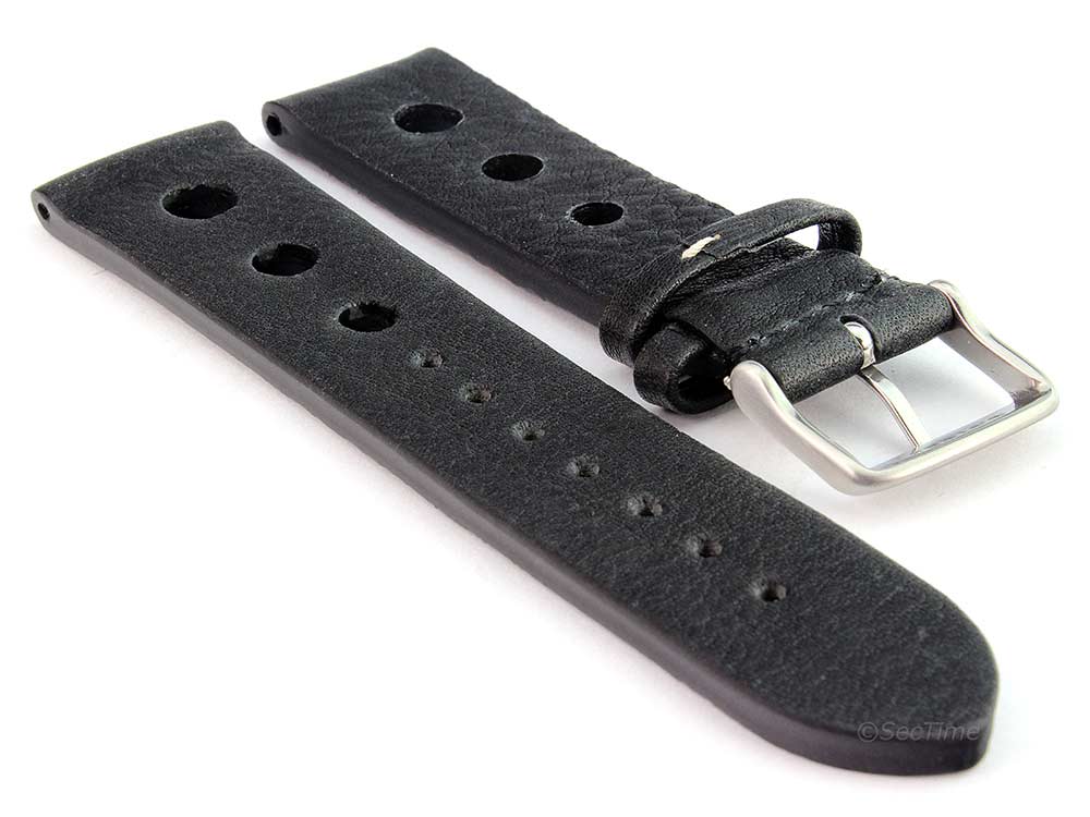 Genuine Leather Watch Strap Band Prague Black 02