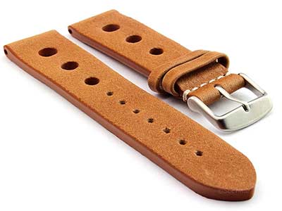 Genuine Leather Watch Strap Band Prague Rally Racing Brown 18mm