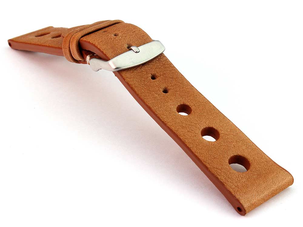 Genuine Leather Watch Strap Band Prague Rally Racing Brown 03
