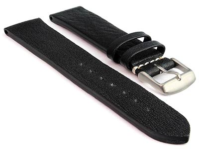 Genuine Leather Watch Strap Band Prague Black 01