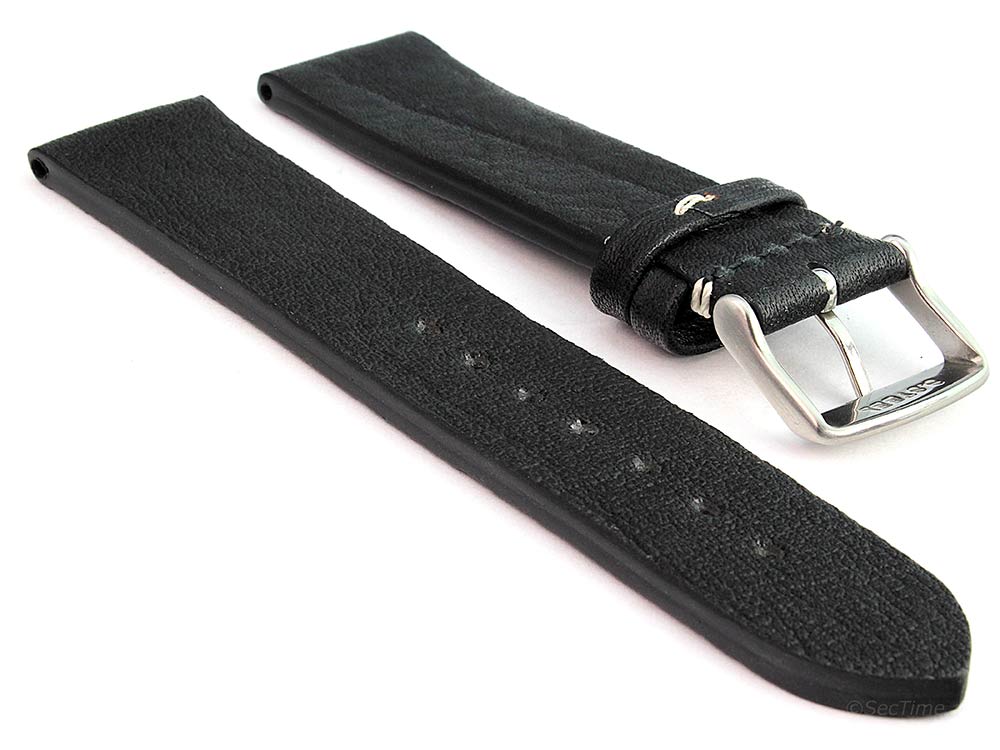 Genuine Leather Watch Strap Band Prague Black 02