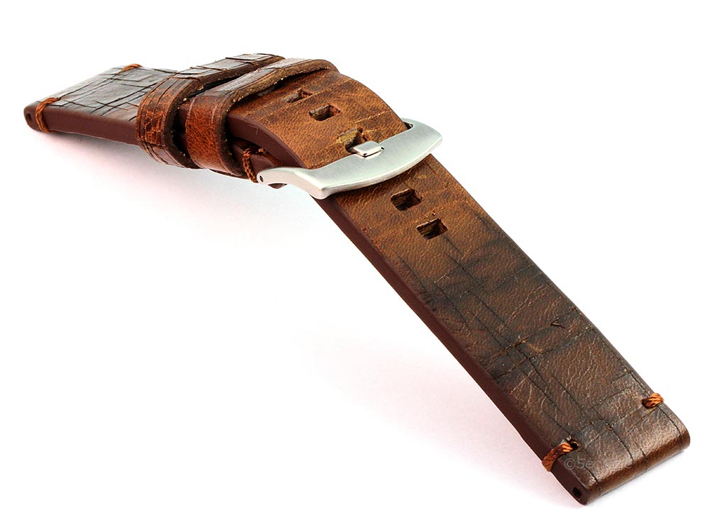 Old-look Genuine Leather Watch Strap Pride Dark Brown 03