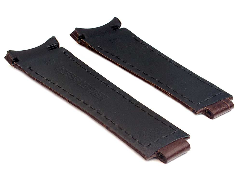 Curved Leather Watch Strap Band Compatible with Rolex Daytona Dark Brown 02