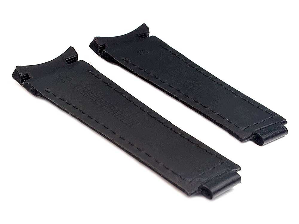 Curved Leather Watch Strap Band Compatible with Rolex Daytona Black 02