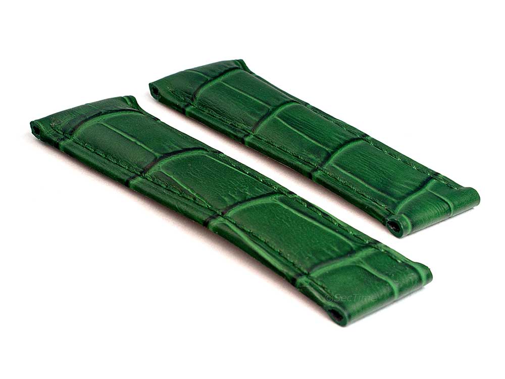 Genuine Leather Watch Strap Band Compatible with Rolex Daytona Green 01