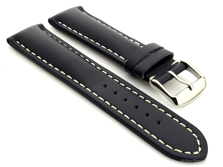 Padded Watch Strap Blue with White Stitching Sahara 02