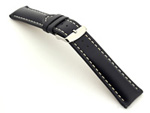 Padded Genuine Leather Watch Strap SAHARA Blue/White 22mm - Click Image to Close