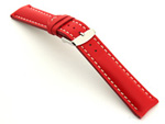 Padded Genuine Leather Watch Strap SAHARA Red/White 22mm