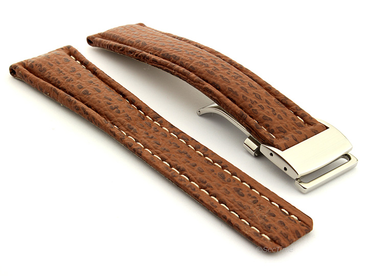 Shark Skin Watch Strap for Breitling Brown 02