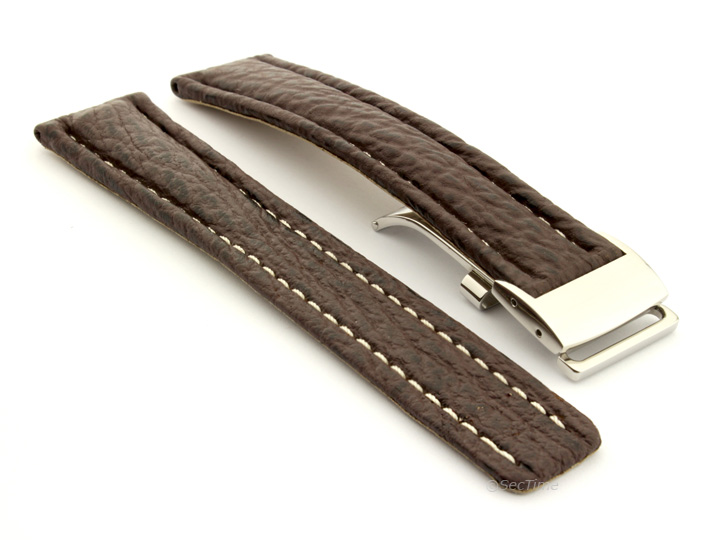 Shark Skin Watch Strap for Breitling Dark Brown 02