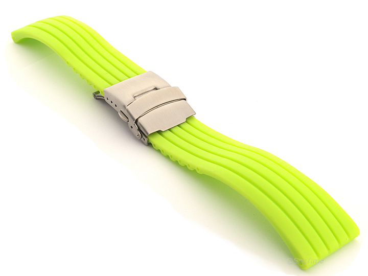 Silicone Watch Strap with Deployment Clasp Green GS 02