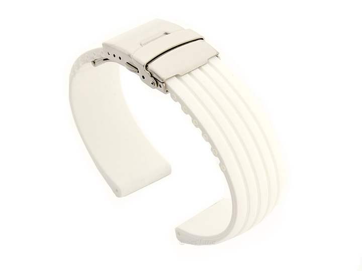 Silicone Watch Strap with Deployment Clasp White GS 01