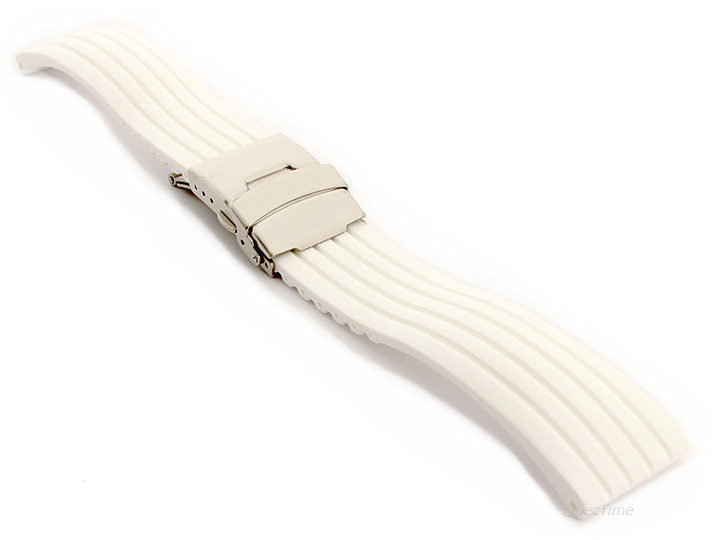 Silicone Watch Strap with Deployment Clasp White GS 02