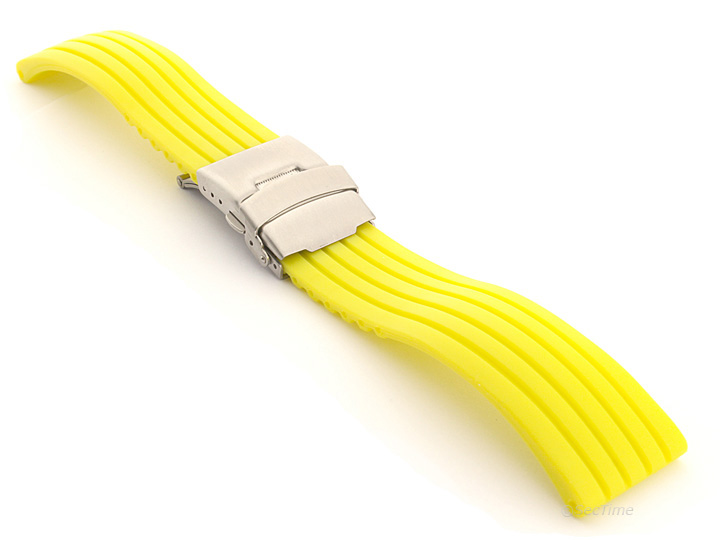 Silicone Watch Strap with Deployment Clasp Yellow GS 02