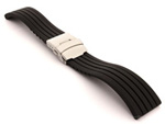 Silicone Watch Strap GS with Deployment Clasp Waterproof Black 22mm