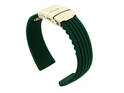 Silicone Watch Strap GS with Deployment Clasp Waterproof Dark Green 24mm