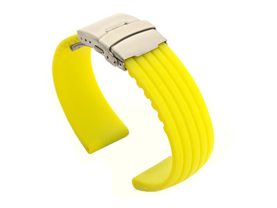 Silicone Watch Strap GS with Deployment Clasp Waterproof Yellow 24mm