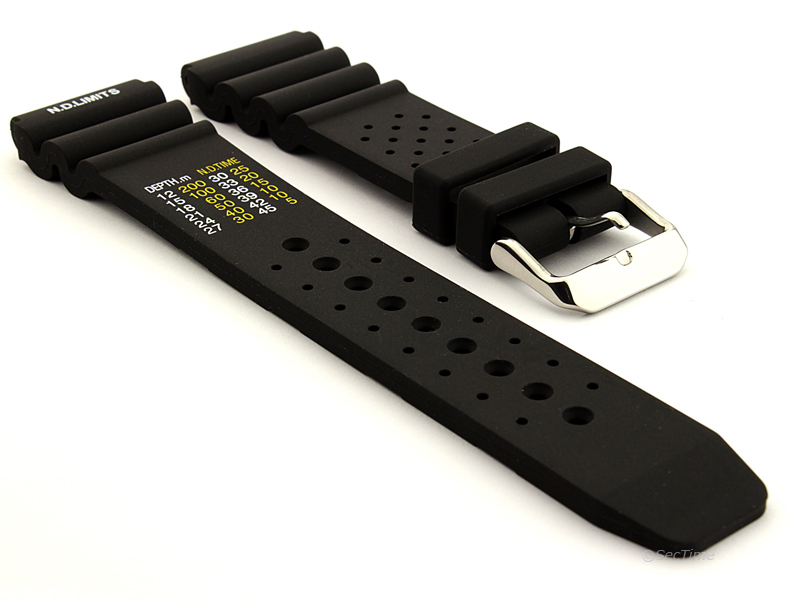 Citizen / Seiko Silicone Rubber Watch Strap Pro Waterproof Black 01