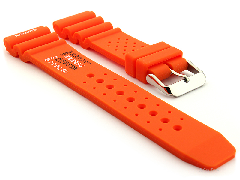 Citizen / Seiko Silicone Rubber Watch Strap Pro Waterproof Orange 01
