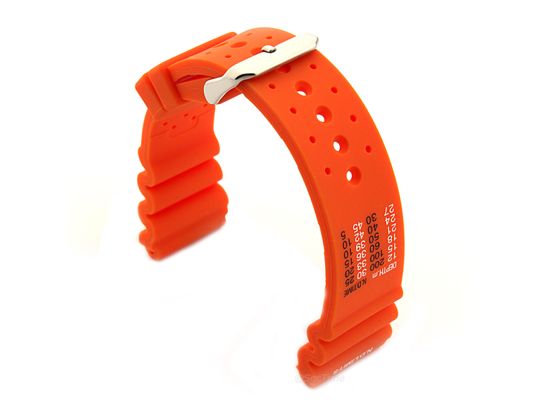 Citizen / Seiko Silicone Rubber Watch Strap Pro Waterproof Orange 02