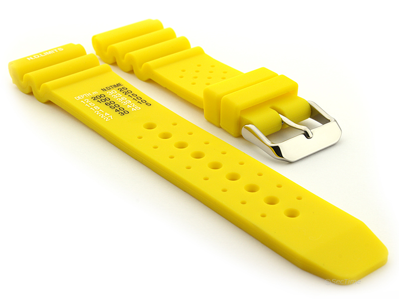 Citizen / Seiko Silicone Rubber Watch Strap Pro Waterproof Yellow 01