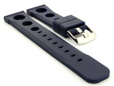 Silicone Watch Strap SH Perforated, Waterproof Blue 24mm