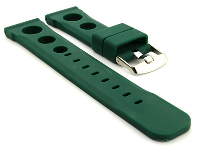 Silicone Watch Strap SH Perforated, Waterproof Green 22mm