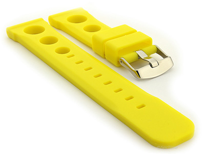 Silicone Watch Strap SH Perforated, Waterproof Yellow 22mm