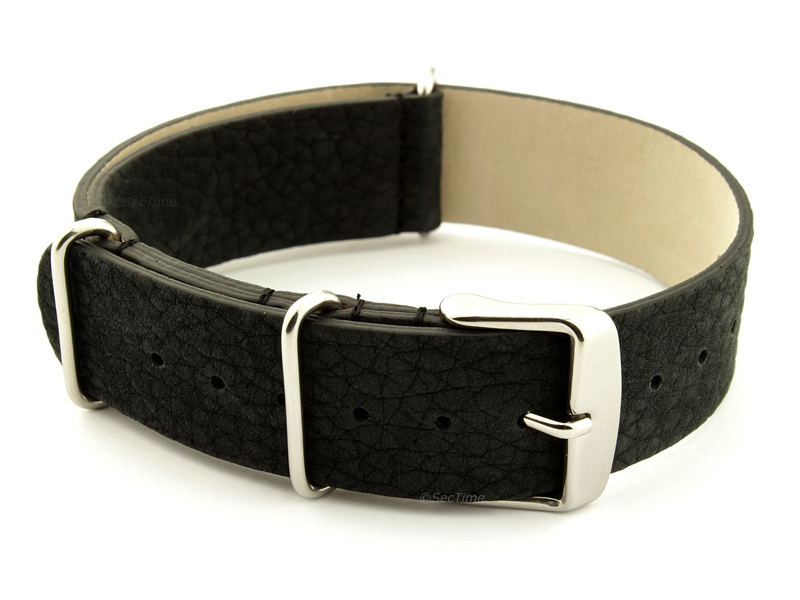 Suede Leather Nato Watch Strap Black 02