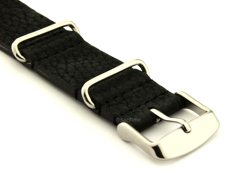 Suede Leather Nato Watch Strap Black 03