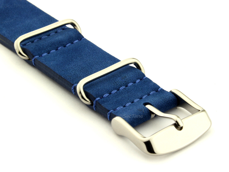 Suede Leather Nato Watch Strap Blue 03