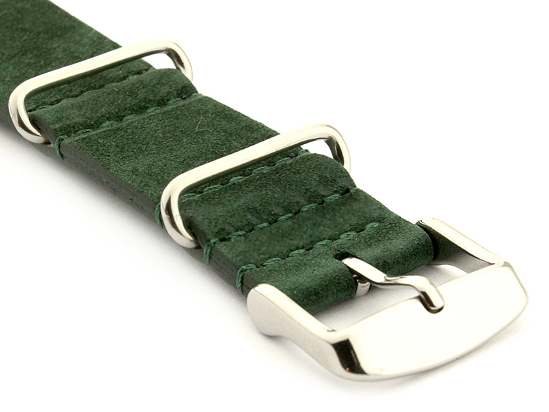 Suede Leather Nato Watch Strap Green 03