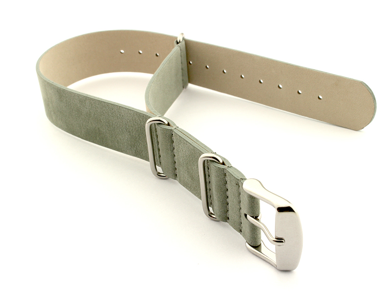 Suede Leather Nato Watch Strap Grey 01