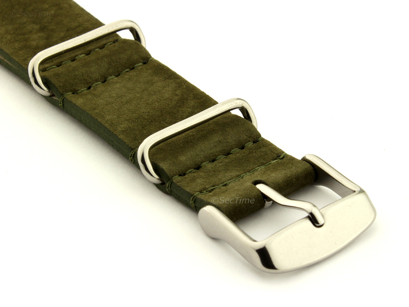 Suede Leather Nato Watch Strap Olive Green 03