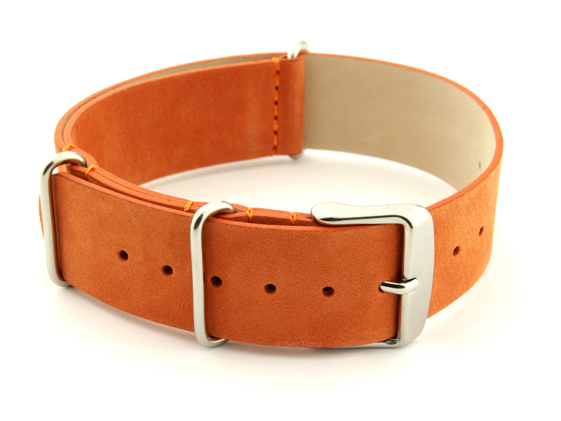 Suede Leather Nato Watch Strap Orange 02