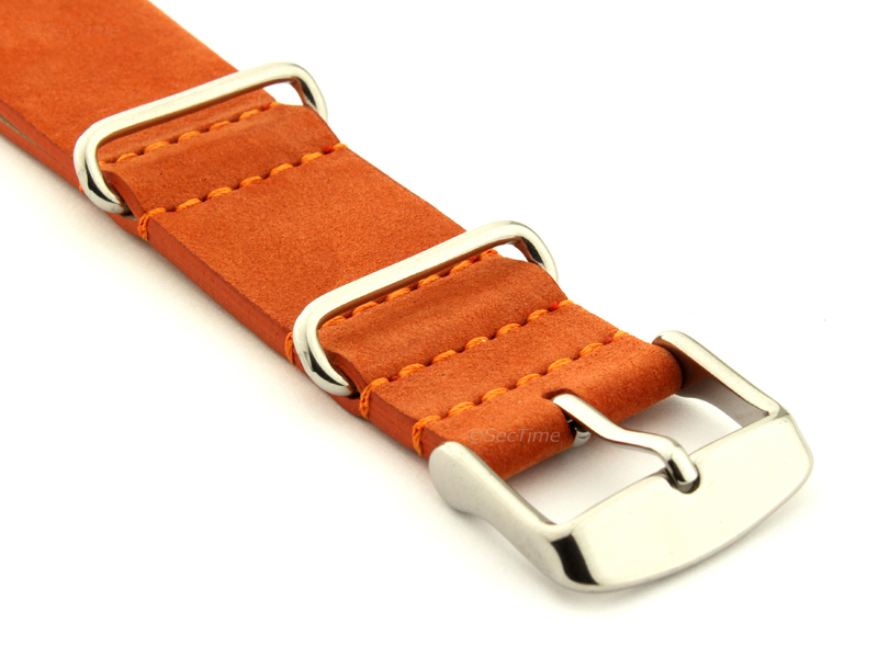 Suede Leather Nato Watch Strap Orange 03