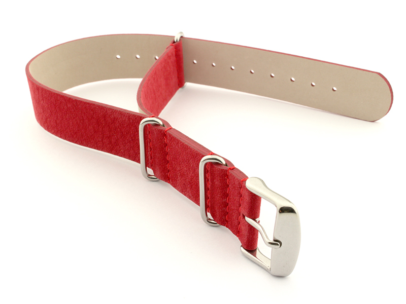 Suede Leather Nato Watch Strap Red 01