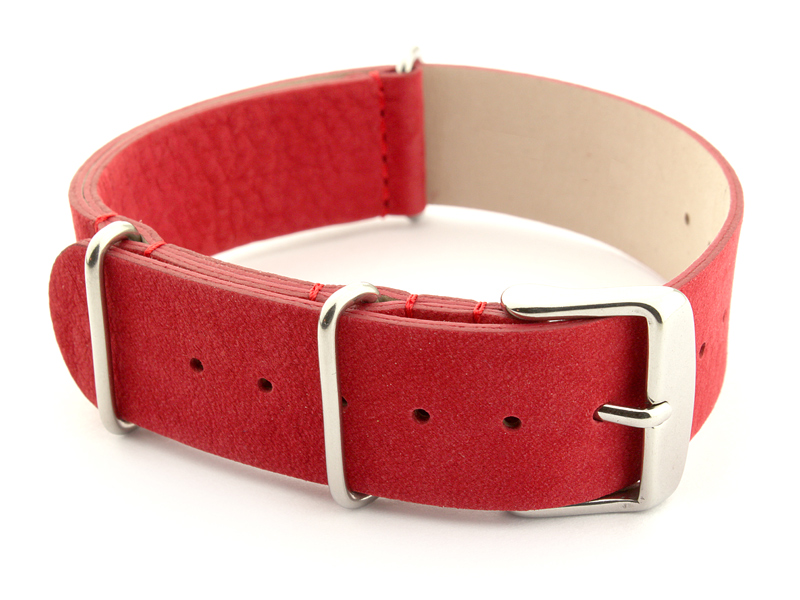 Suede Leather Nato Watch Strap Red 02