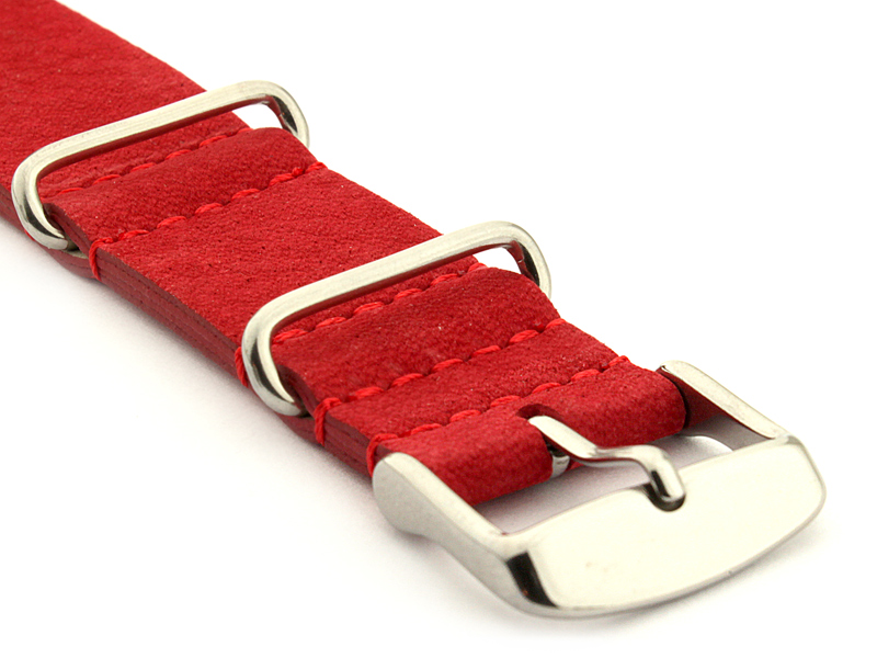 Suede Leather Nato Watch Strap Red 03
