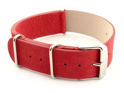 Suede Leather Nato G10 Military Watch Strap Red 22mm