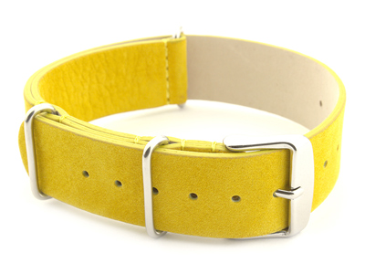 Suede Leather Nato G10 Military Watch Strap Yellow 22mm