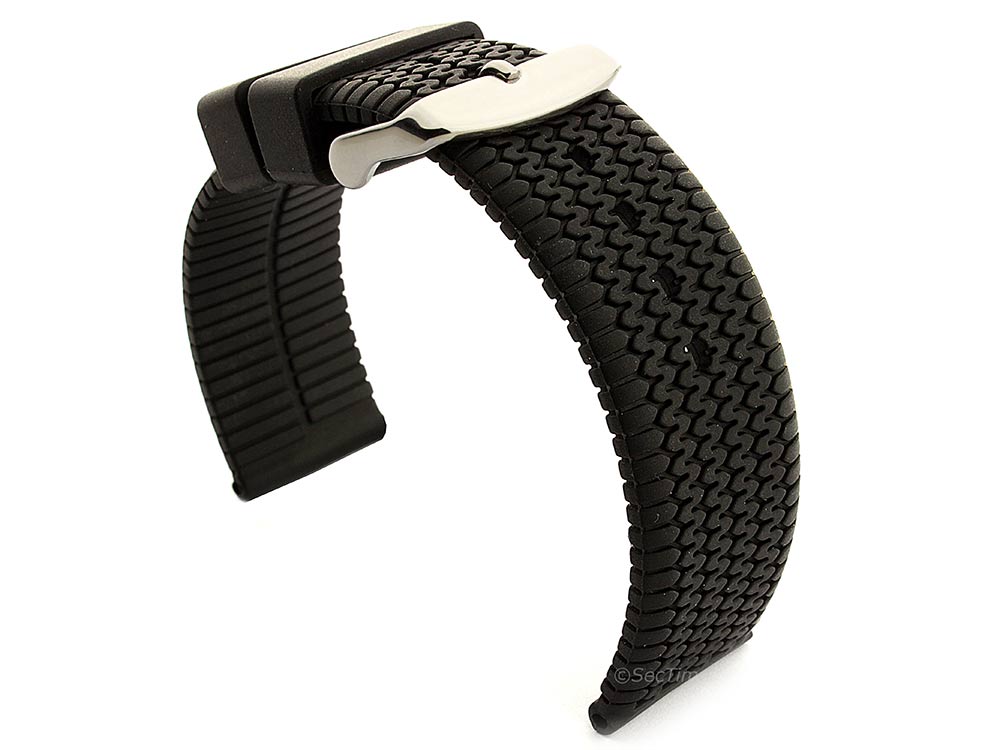 Silicone Rubber Watch Strap Summer Tyre Black 20mm 02SB20AA01