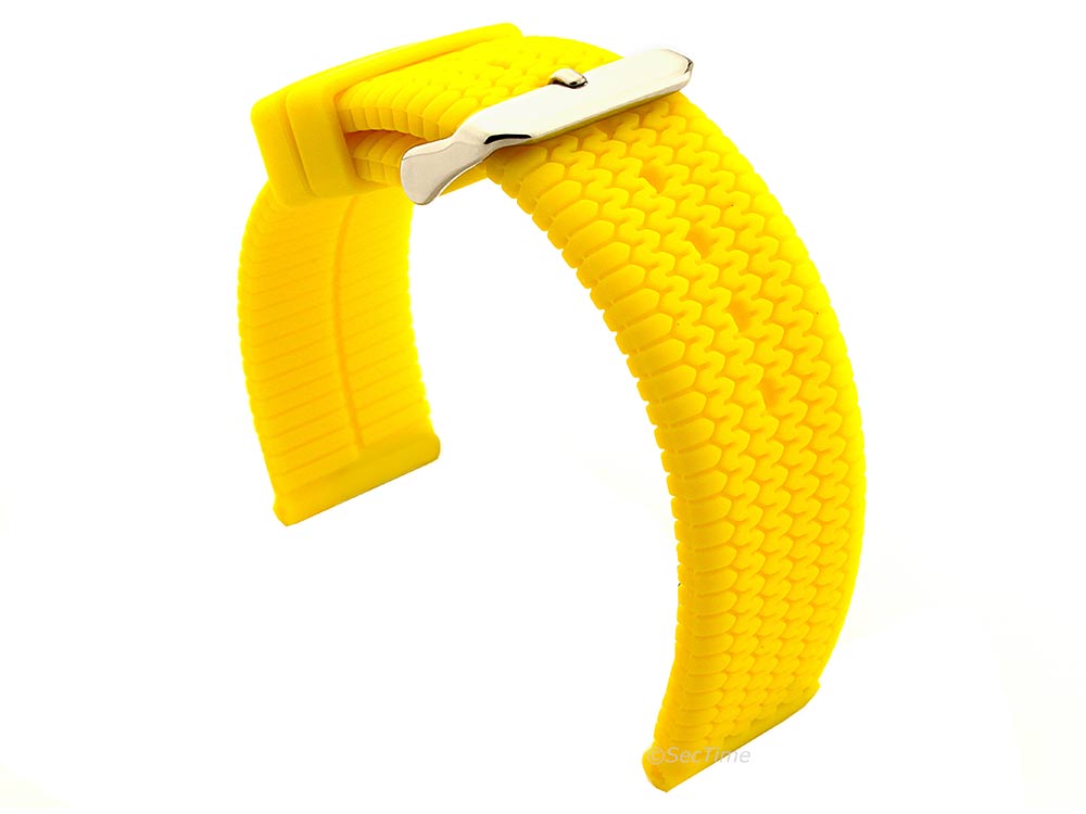 Silicone Watch Strap Summer Tread Waterproof Yellow 22mm