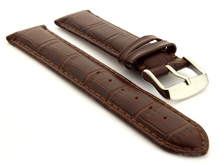 miniatuur 3  - Men&#039;s Genuine Leather Watch Strap Band Crocodile Grain 19 21 Sydney MM 