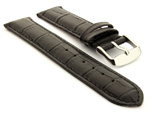 Genuine Leather Watch Strap Sydney Croco Black 21mm