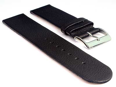 22mm Black Genuine Leather Watch Strap Band Tact