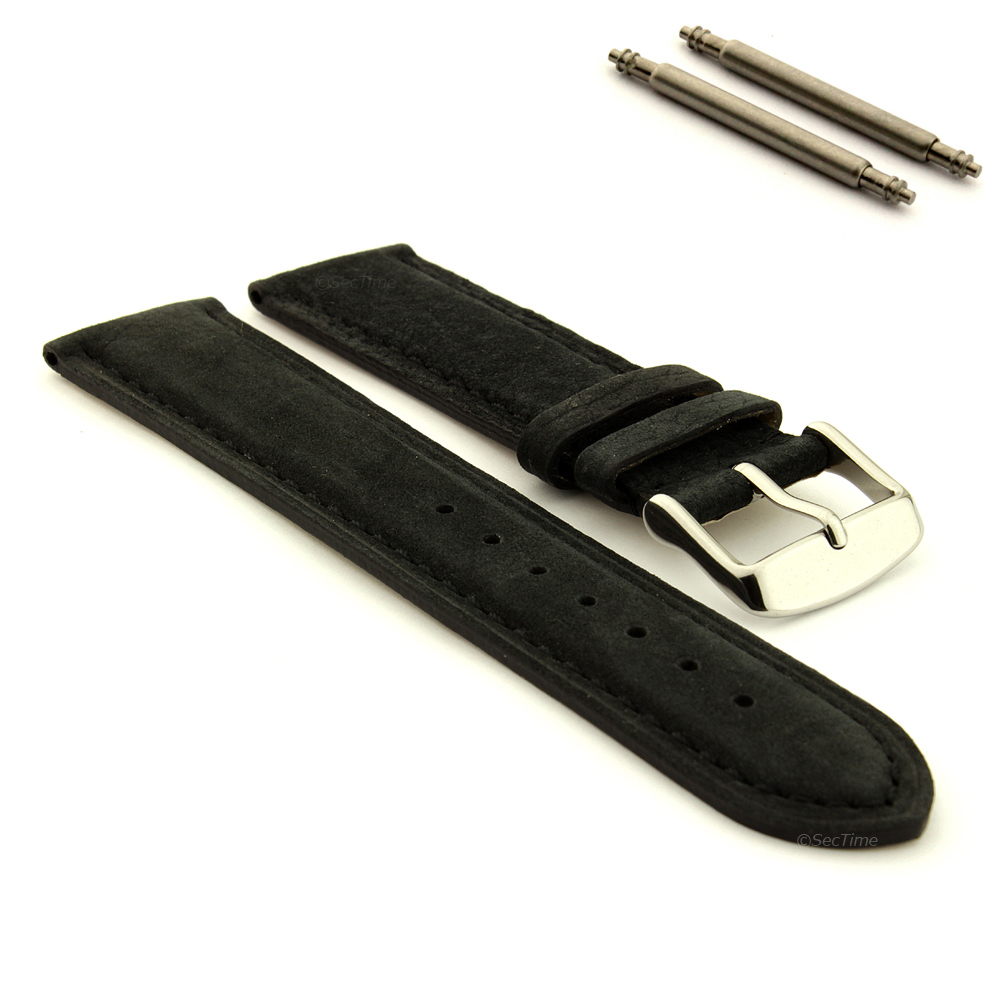 miniatuur 10  - Suede Genuine Leather Watch Strap Band Teacher SS. Buckle 18 19 20 22 24 MM