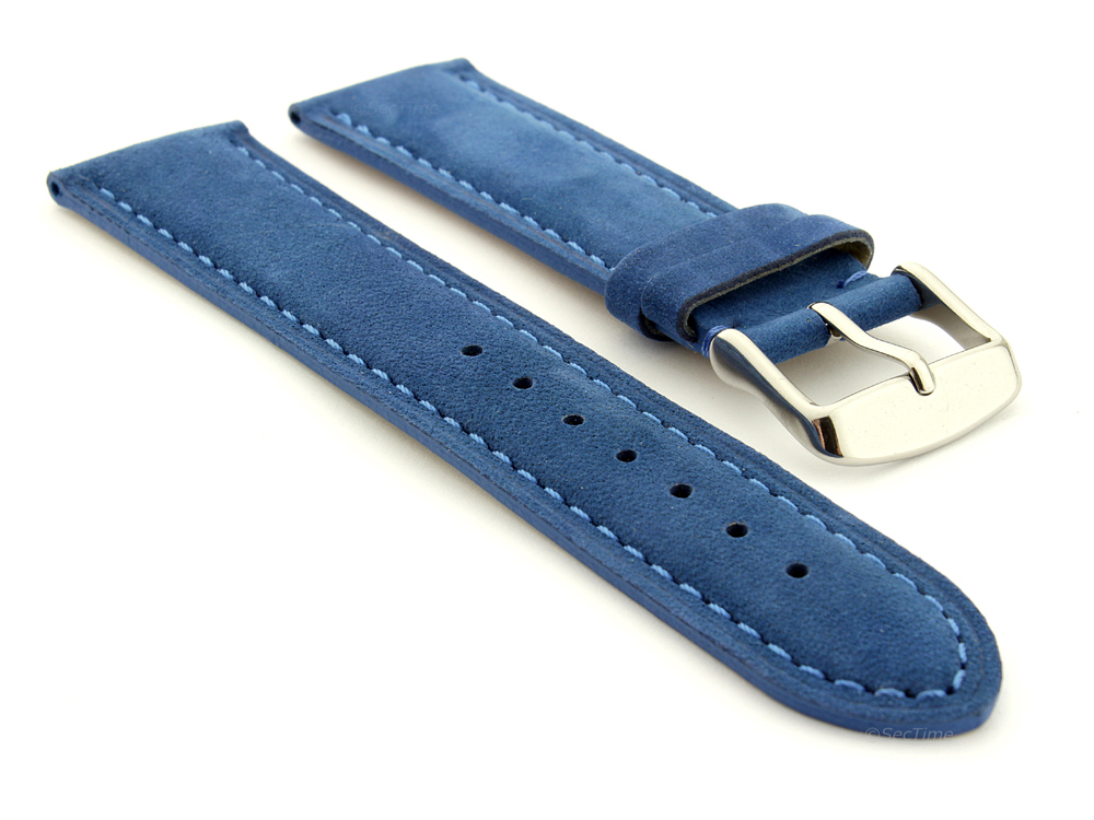 Suede Genuine Leather Watch Strap Teacher Blue 01