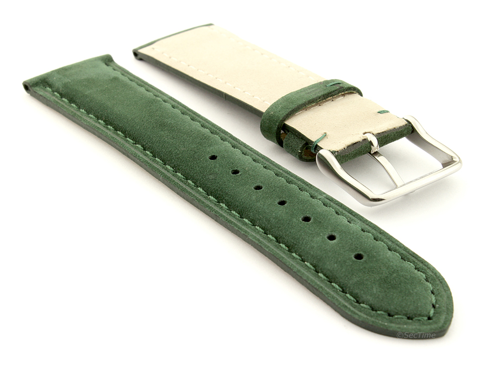 Suede Genuine Leather Watch Strap Teacher Green 02